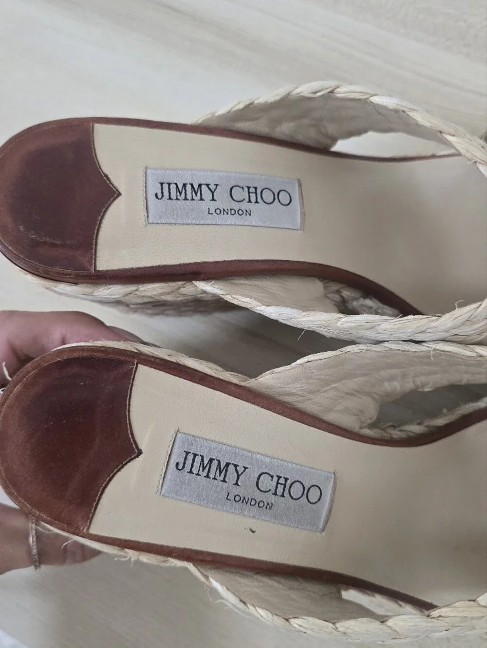 Jimmy Choo Dovina 100 Raffia Wedge Sandals Size EU 40/US 9.5 - Picture 13 of 13
